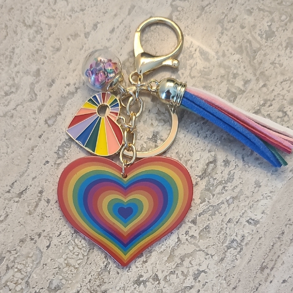 Colourful Heart Keychain with Tassel